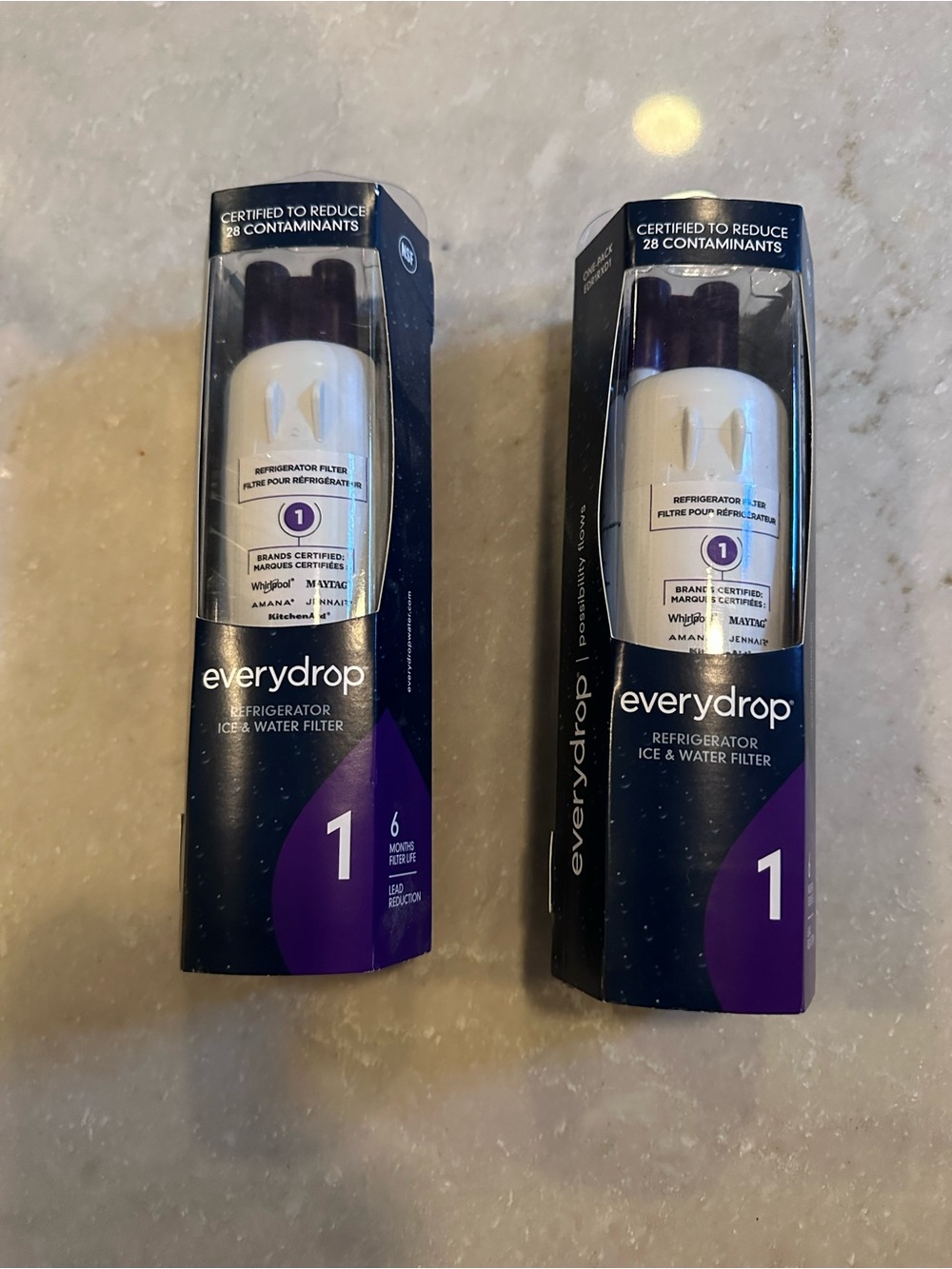 Two Everydrop refrigerator ice and water filters purple / 1